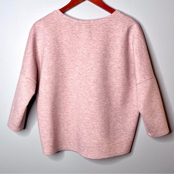 Halogen Oversized Heather Pink Sweatshirt Small Embroidered Roses Dolman Sleeves - Picture 2 of 14